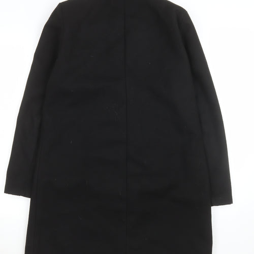 Nina Conti Women's Black Long Overcoat Size M Lined Button Classic Style