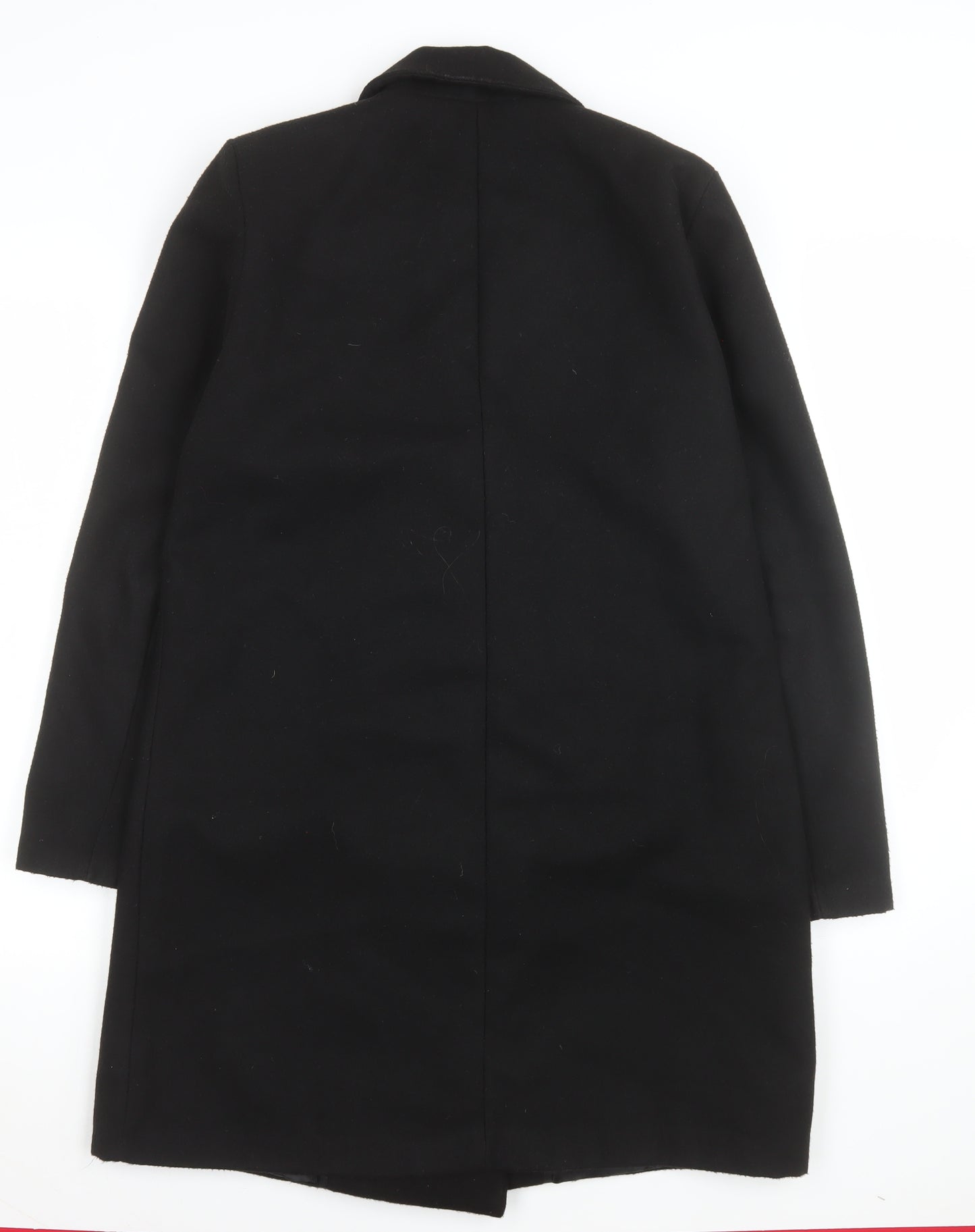 Nina Conti Women's Black Long Overcoat Size M Lined Button Classic Style