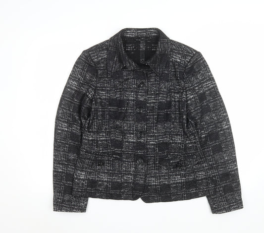 Basler Collection Women's Black Check Wool Blend Blazer Size 14