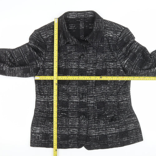 Basler Collection Women's Black Check Wool Blend Blazer Size 14