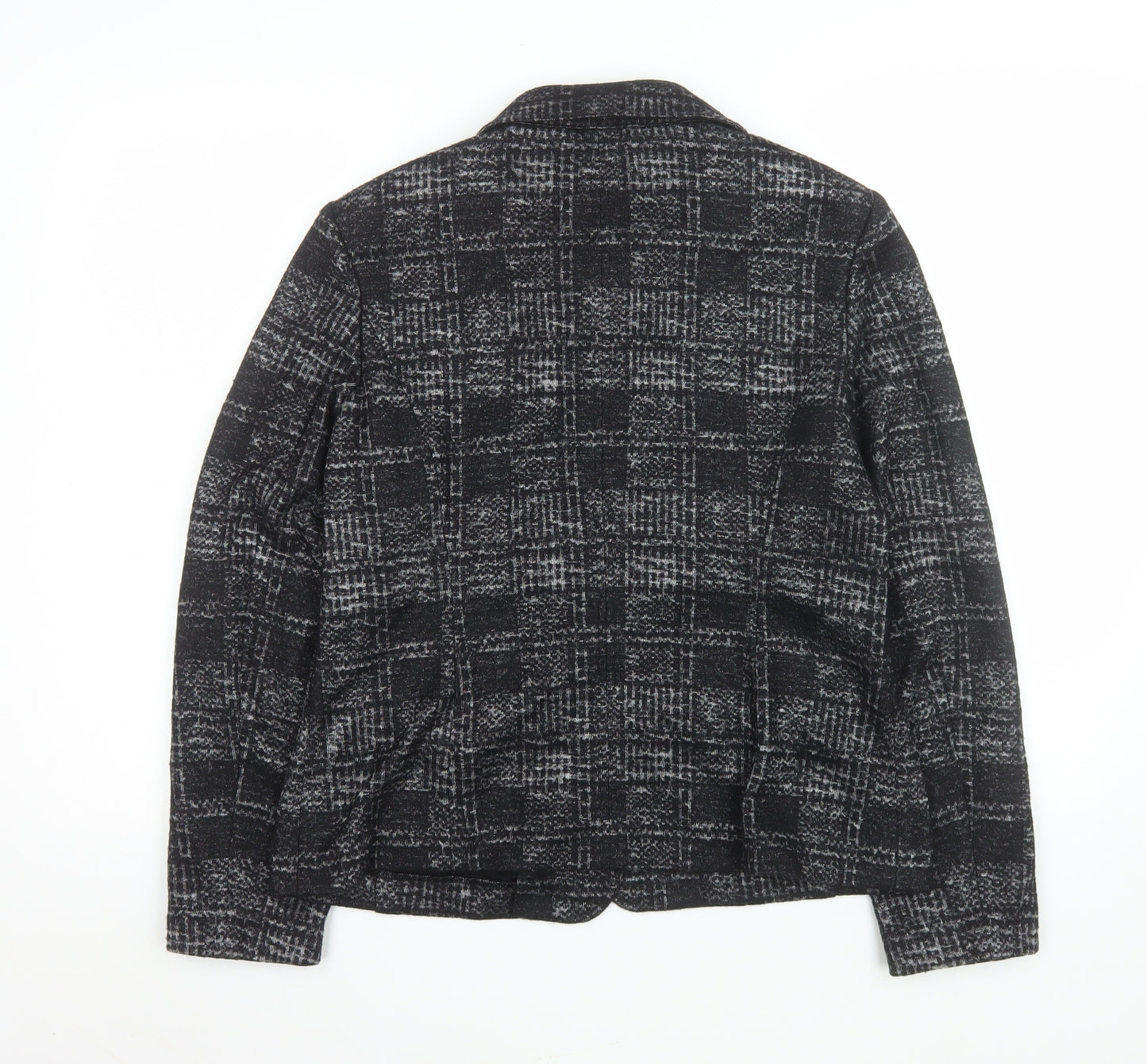 Basler Collection Women's Black Check Wool Blend Blazer Size 14