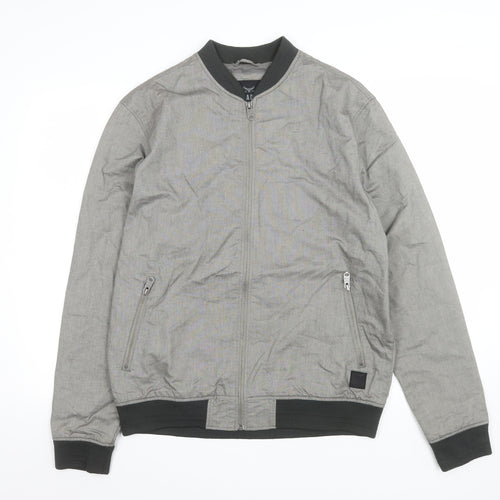 Threadbare Men's Grey Bomber Jacket Size L Cotton Blend Casual