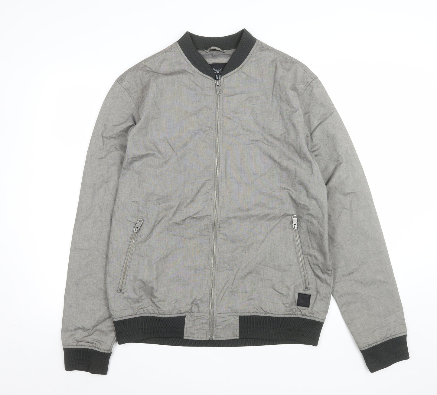 Threadbare Men's Grey Bomber Jacket Size L Cotton Blend Casual