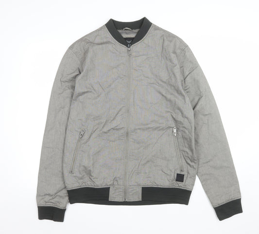 Threadbare Men's Grey Bomber Jacket Size L Cotton Blend Casual