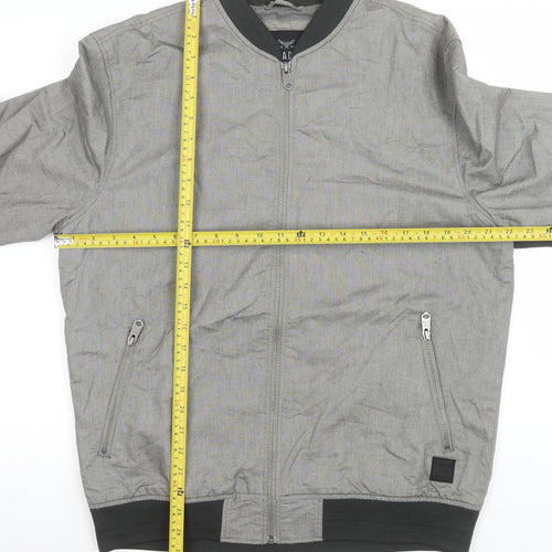 Threadbare Men's Grey Bomber Jacket Size L Cotton Blend Casual