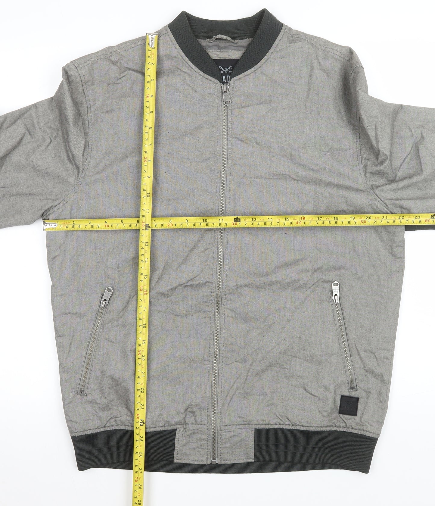 Threadbare Men's Grey Bomber Jacket Size L Cotton Blend Casual