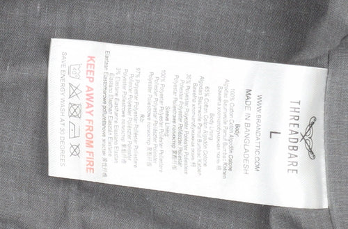 Threadbare Men's Grey Bomber Jacket Size L Cotton Blend Casual