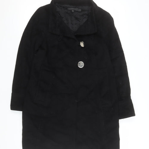 Zara Women Black Wool Mid-Length Overcoat Size S