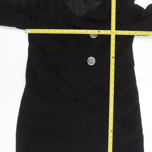 Zara Women Black Wool Mid-Length Overcoat Size S