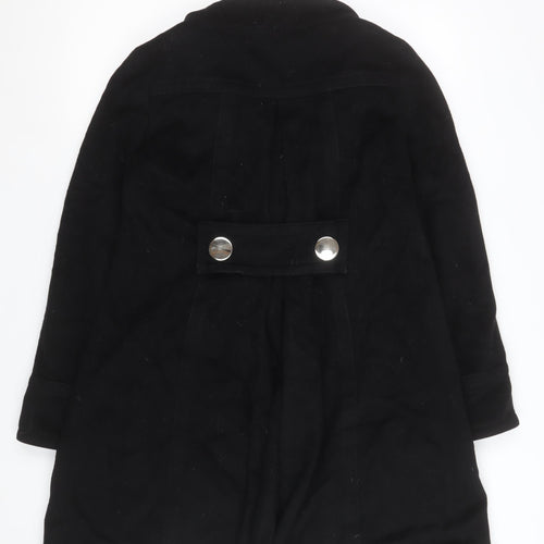 Zara Women Black Wool Mid-Length Overcoat Size S