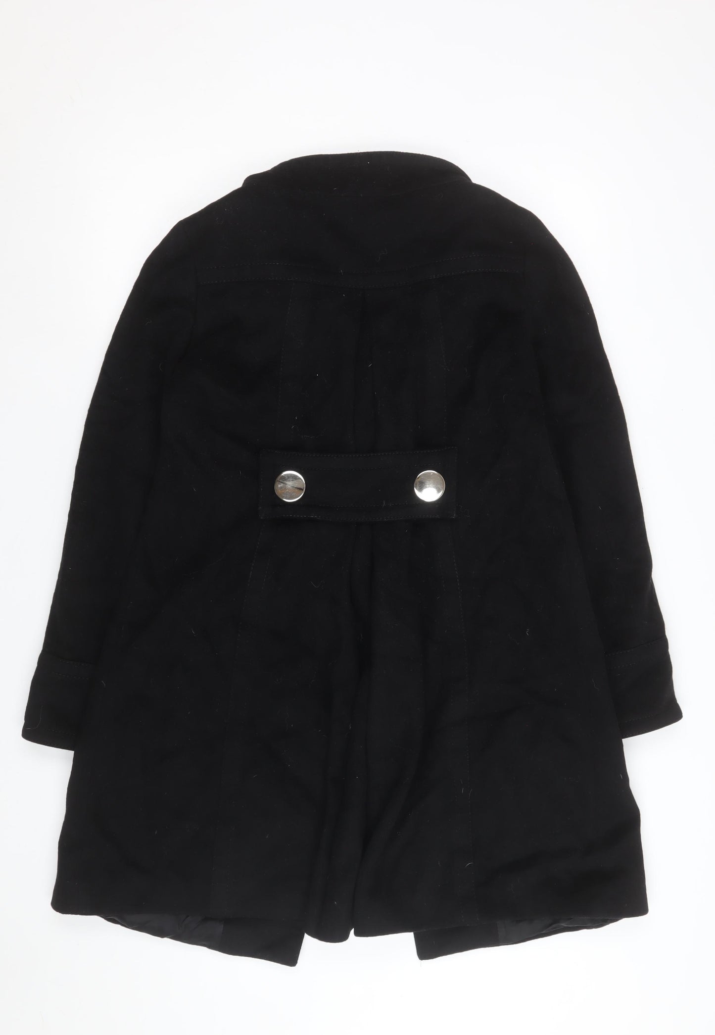 Zara Women Black Wool Mid-Length Overcoat Size S