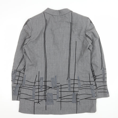 Betty Barclay Women Grey Wool Single-Breasted Blazer UK 14
