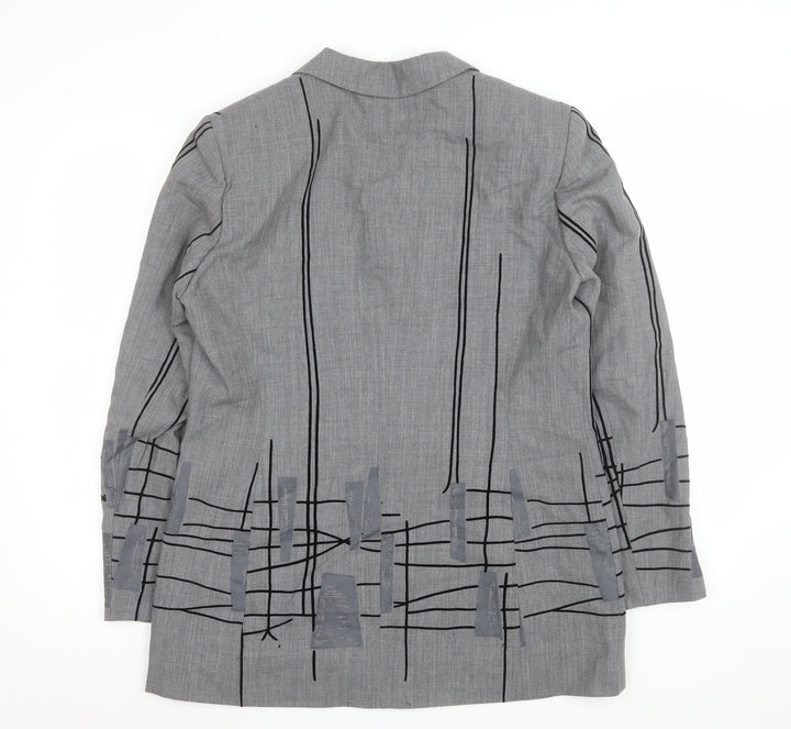 Betty Barclay Women Grey Wool Single-Breasted Blazer UK 14