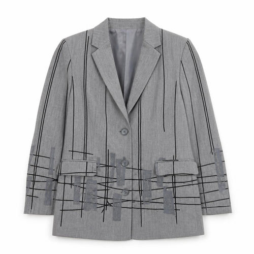 Betty Barclay Women Grey Wool Single-Breasted Blazer UK 14