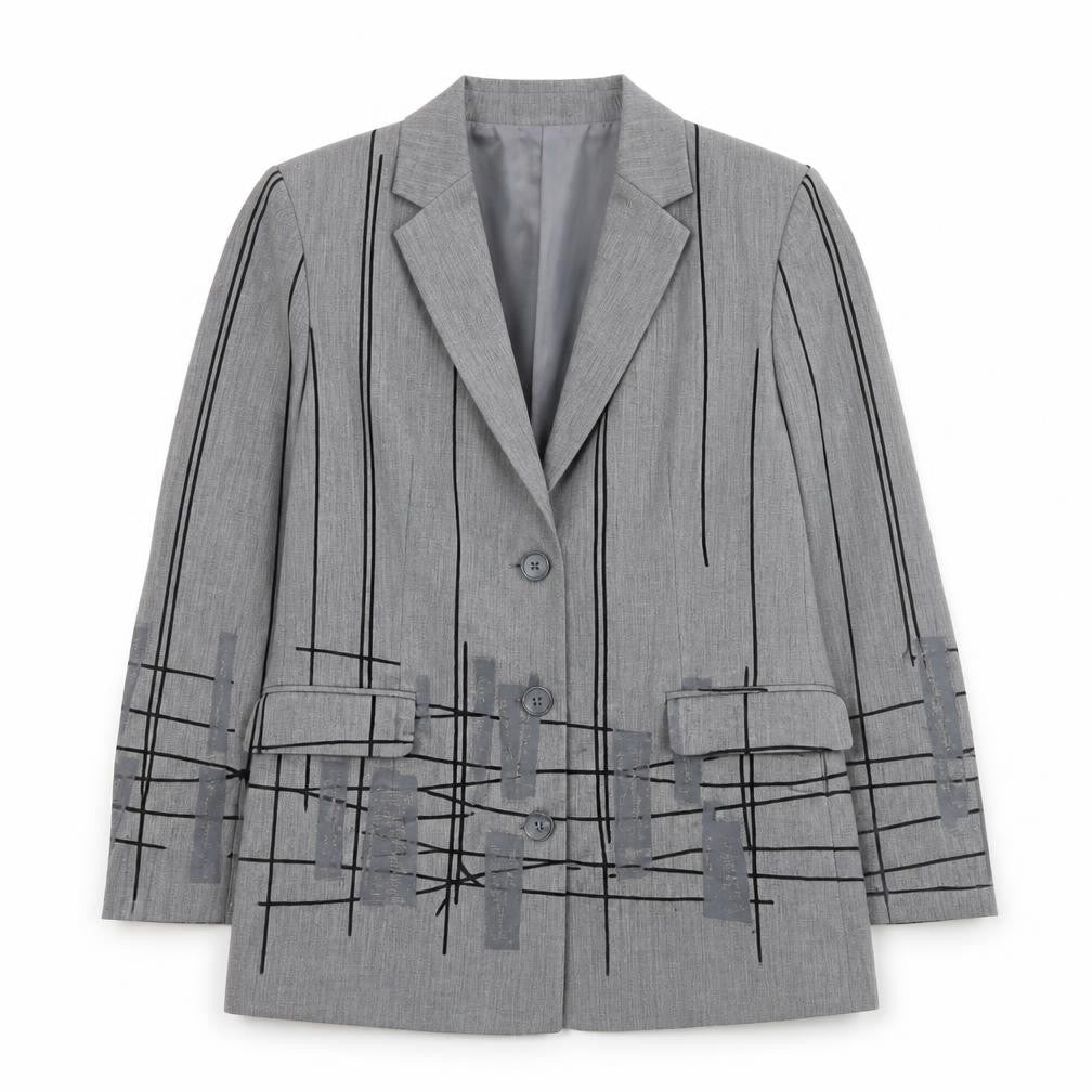 Betty Barclay Women Grey Wool Single-Breasted Blazer UK 14