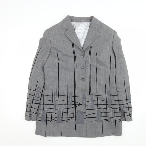 Betty Barclay Women Grey Wool Single-Breasted Blazer UK 14