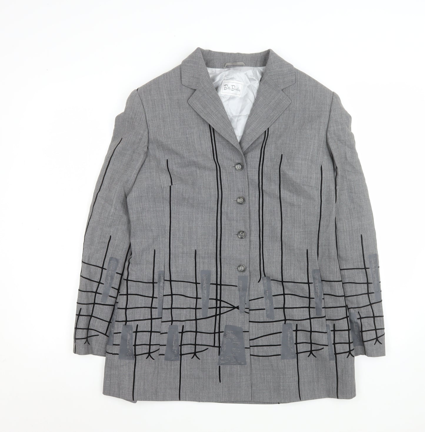 Betty Barclay Women Grey Wool Single-Breasted Blazer UK 14