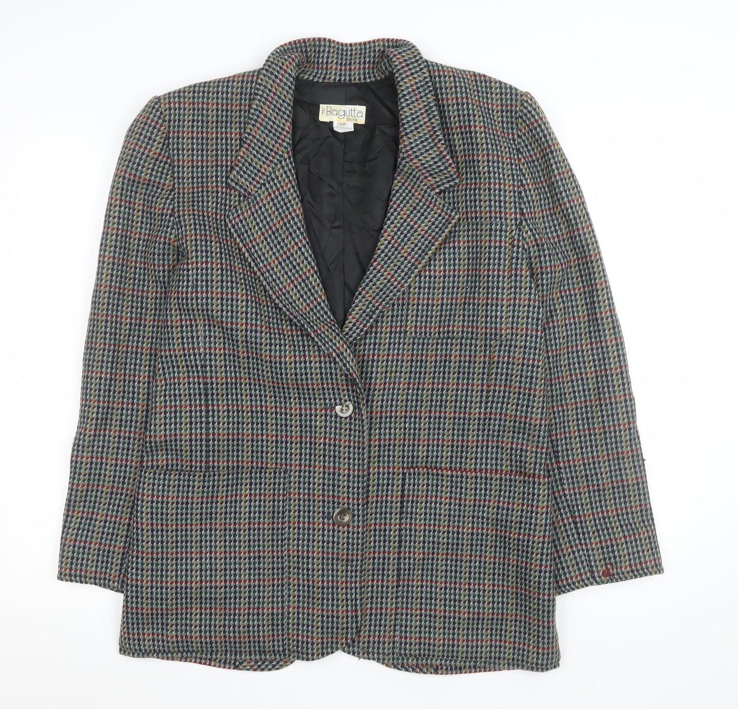 Bagutta Women Multicoloured Wool Houndstooth Blazer Size 14