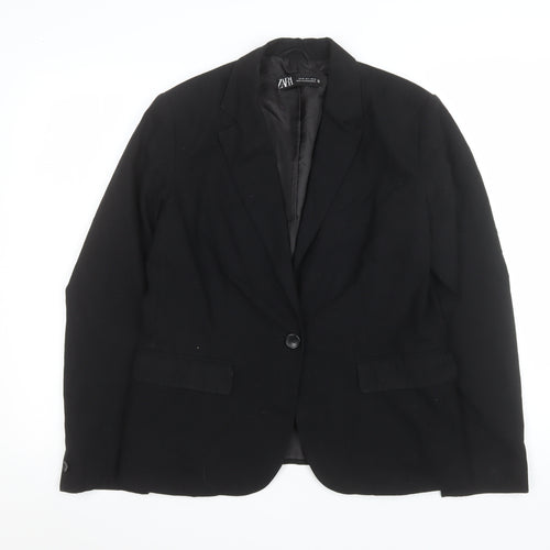 Zara Women Black Size 12 Single-Breasted Blazer Jacket