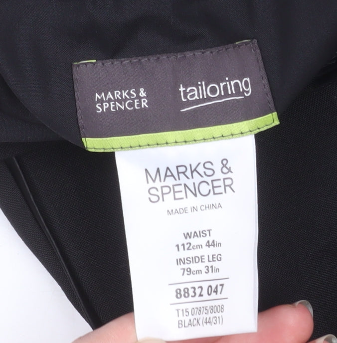 Marks and Spencer Men’s Black 44W 31L Classic Fit Dress Trousers