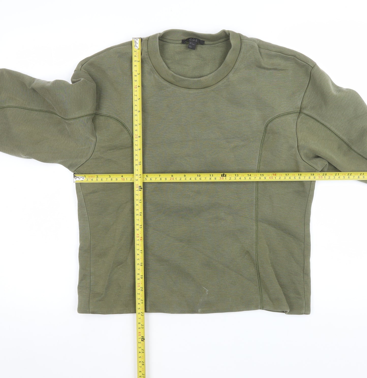 COS Womens Khaki Green Long Sleeve Crew Neck Sweatshirt Size S