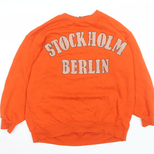H&M Women's Orange Stockholm Berlin Cotton Blend Pullover Sweatshirt M
