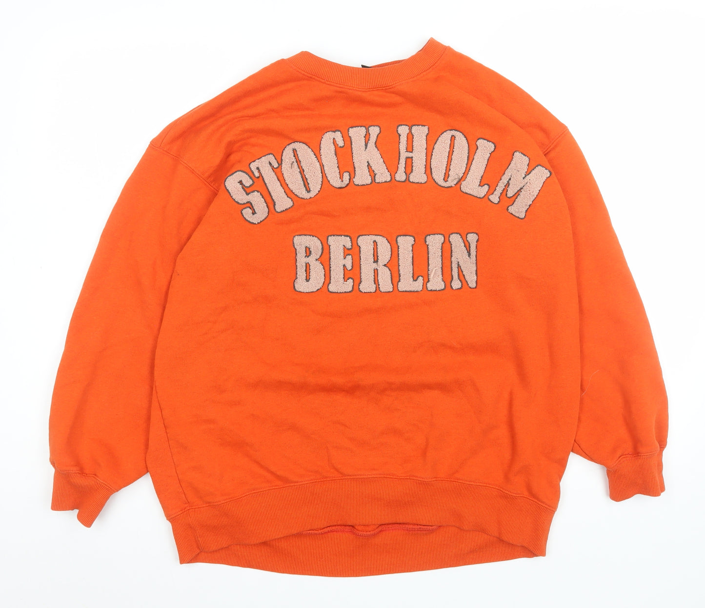 H&M Women's Orange Stockholm Berlin Cotton Blend Pullover Sweatshirt M