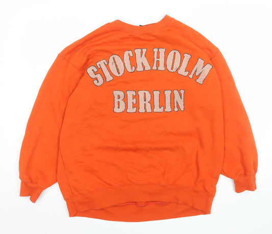 H&M Women's Orange Stockholm Berlin Cotton Blend Pullover Sweatshirt M