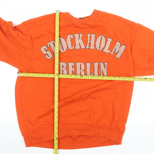 H&M Women's Orange Stockholm Berlin Cotton Blend Pullover Sweatshirt M