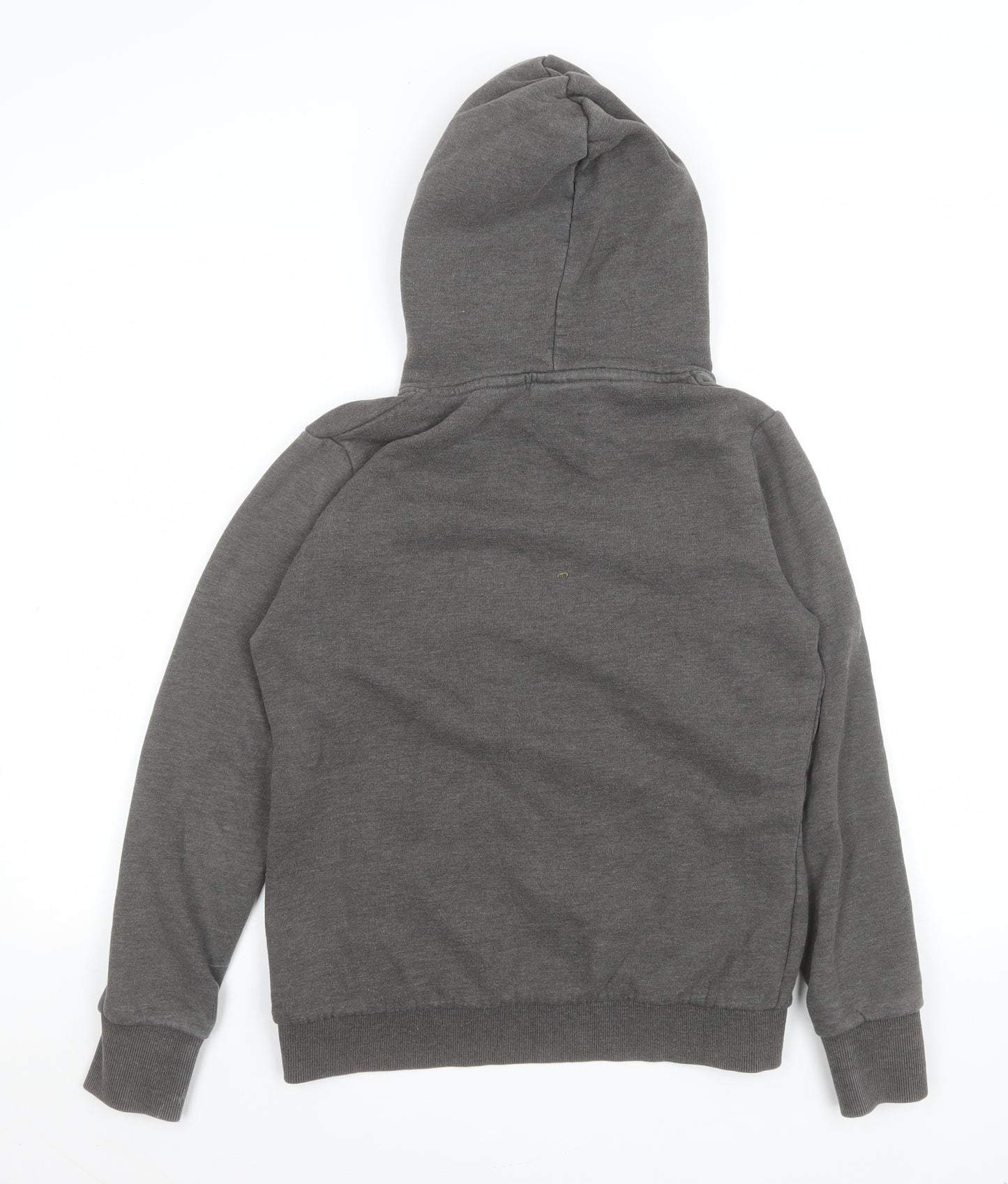 Superdry Women Grey Pullover Hoodie UK 12 with Logo Print