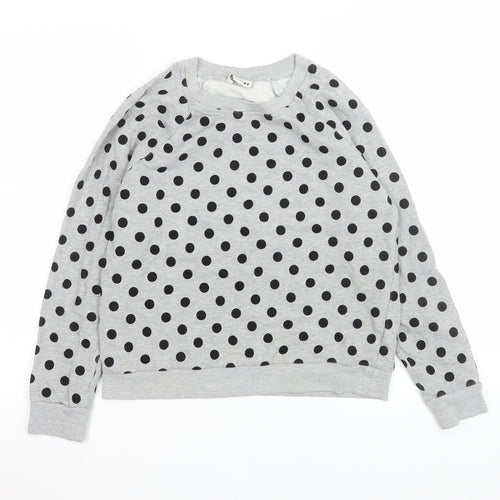 Whistles Womens Grey Polka Dot Cotton Crew Neck Sweatshirt Size S