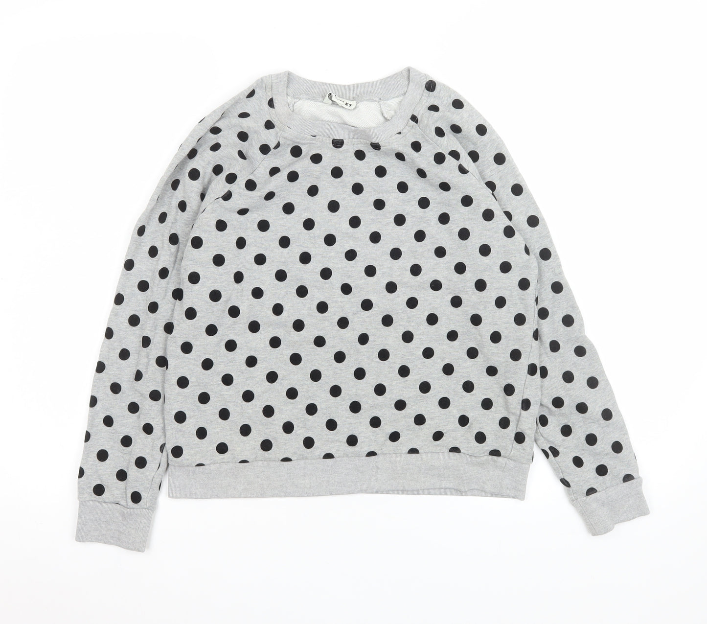 Whistles Womens Grey Polka Dot Cotton Crew Neck Sweatshirt Size S