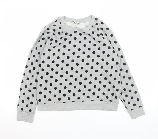 Whistles Womens Grey Polka Dot Cotton Crew Neck Sweatshirt Size S