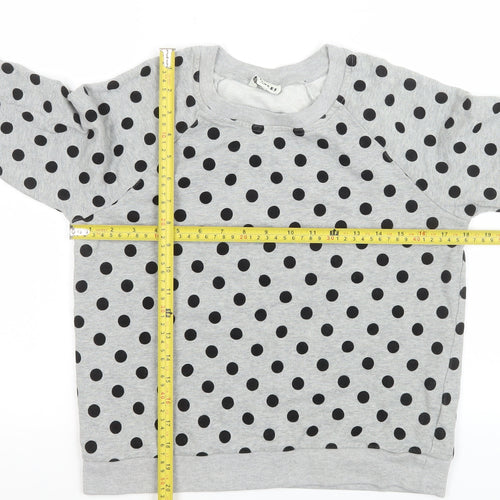 Whistles Womens Grey Polka Dot Cotton Crew Neck Sweatshirt Size S