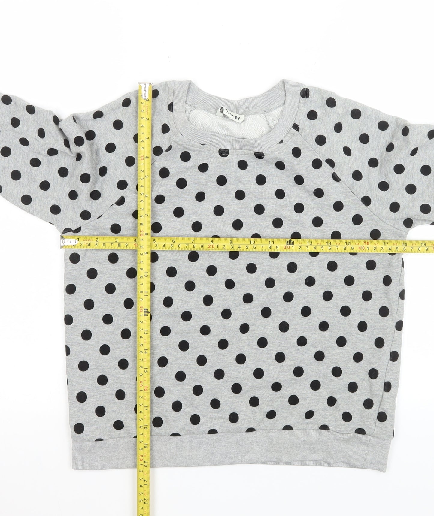 Whistles Womens Grey Polka Dot Cotton Crew Neck Sweatshirt Size S