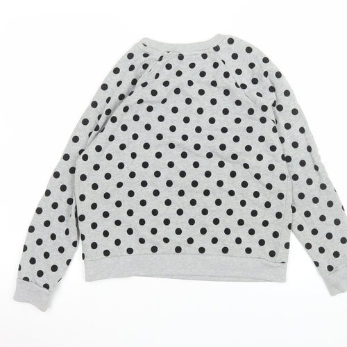 Whistles Womens Grey Polka Dot Cotton Crew Neck Sweatshirt Size S