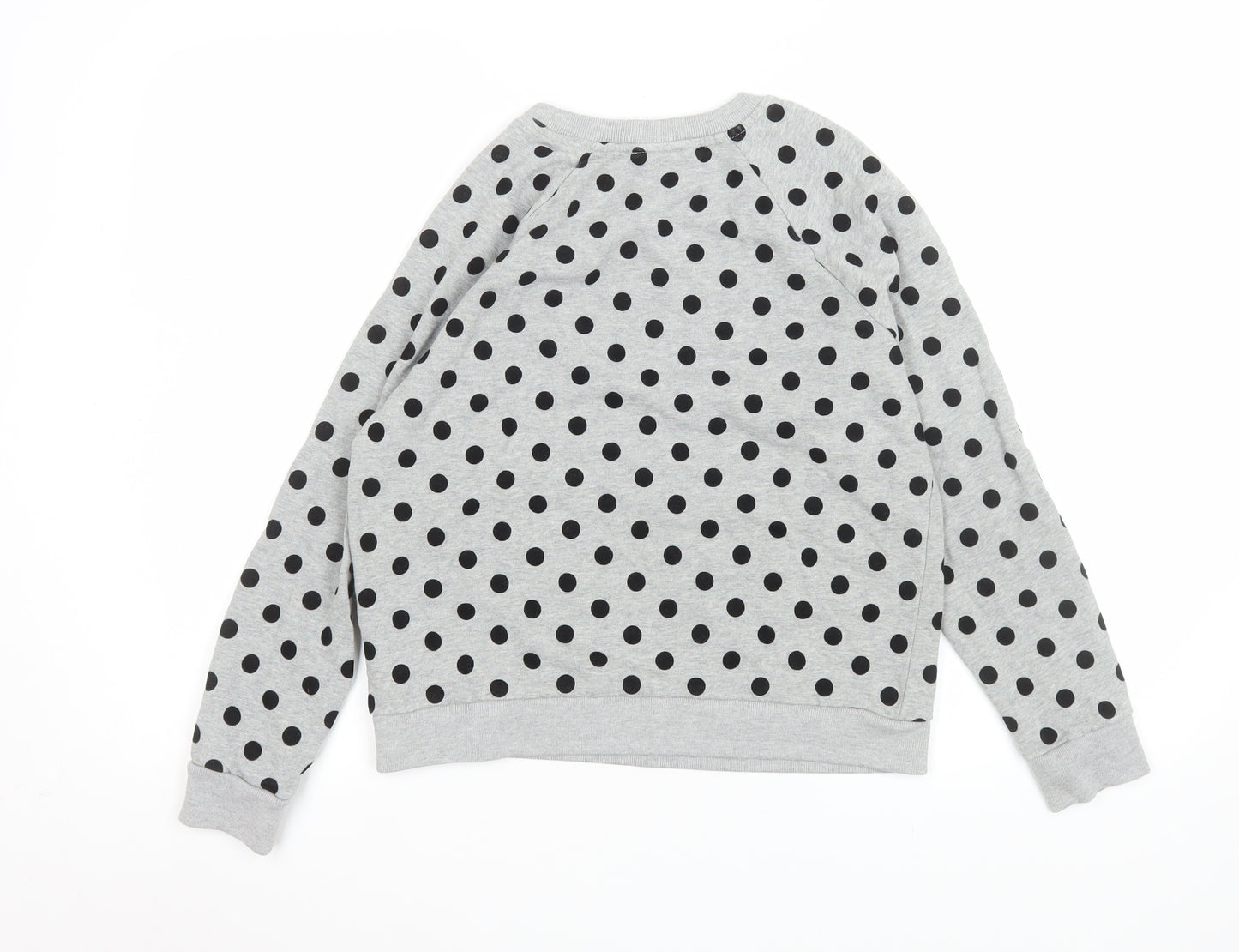 Whistles Womens Grey Polka Dot Cotton Crew Neck Sweatshirt Size S