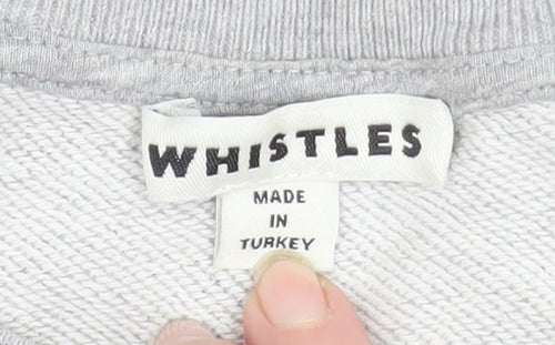Whistles Womens Grey Polka Dot Cotton Crew Neck Sweatshirt Size S