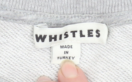 Whistles Womens Grey Polka Dot Cotton Crew Neck Sweatshirt Size S