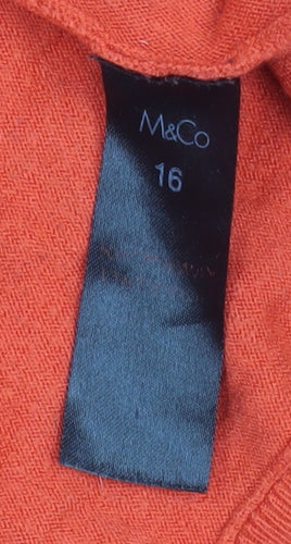 M&Co Women’s Red Knit Pullover Jumper Size 16 Regular Fit