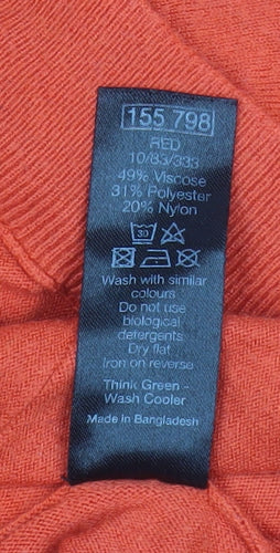 M&Co Women’s Red Knit Pullover Jumper Size 16 Regular Fit