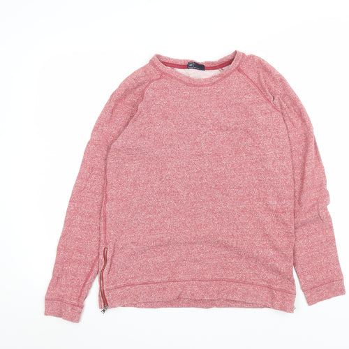 GAP Men’s Red Crew Neck Pullover Sweatshirt Size S Zip Detail Cotton Stretch