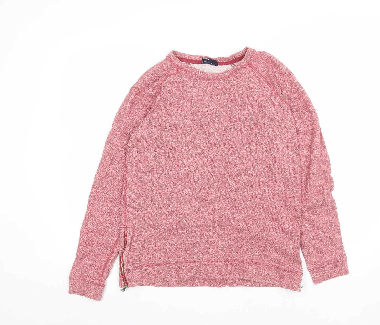 GAP Men’s Red Crew Neck Pullover Sweatshirt Size S Zip Detail Cotton Stretch