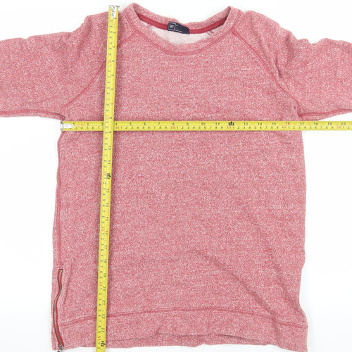 GAP Men’s Red Crew Neck Pullover Sweatshirt Size S Zip Detail Cotton Stretch