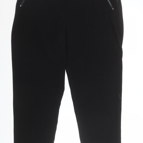 Bonmarché Women Black Size 20 Straight Leg Elastic Waist Trousers