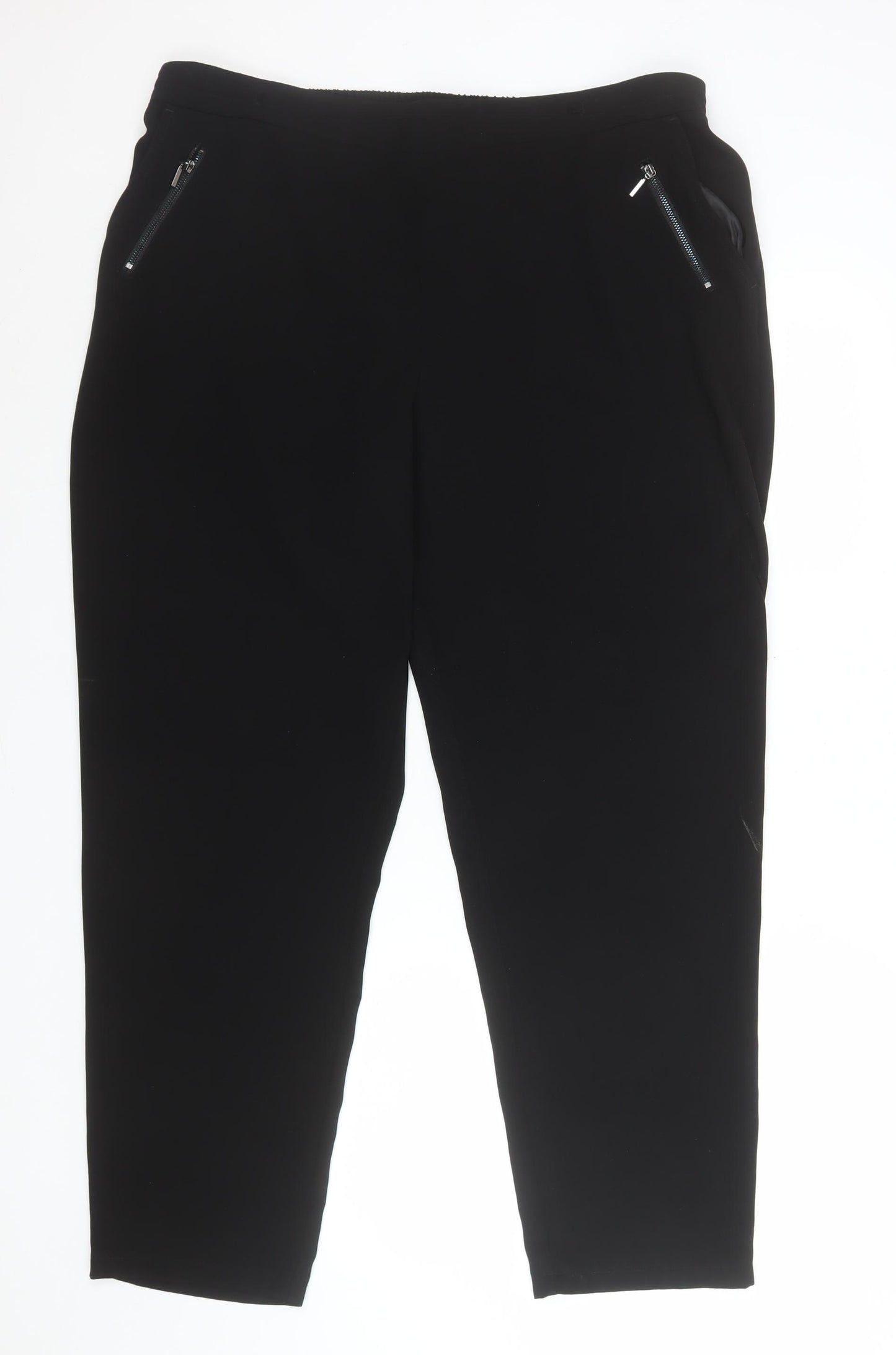 Bonmarché Women Black Size 20 Straight Leg Elastic Waist Trousers