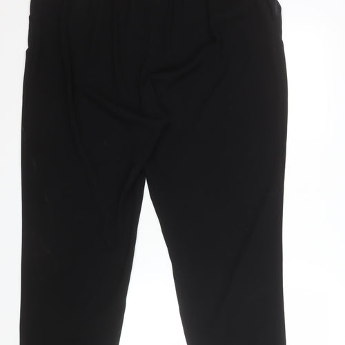 Bonmarché Women Black Size 20 Straight Leg Elastic Waist Trousers