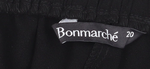 Bonmarché Women Black Size 20 Straight Leg Elastic Waist Trousers
