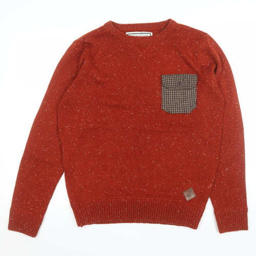 Soulstar Mens Red Crew Neck Pullover Jumper Size M Acrylic Knit