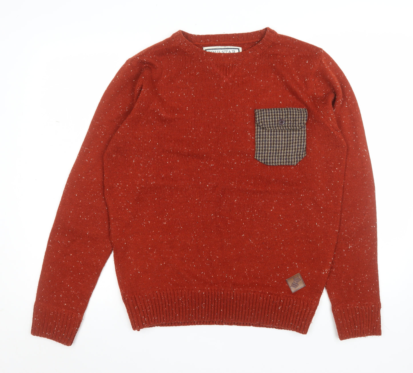 Soulstar Mens Red Crew Neck Pullover Jumper Size M Acrylic Knit